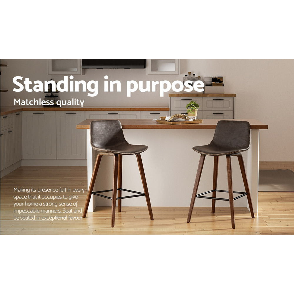Brennan Leather Bar Stools – Brown – Set of 2