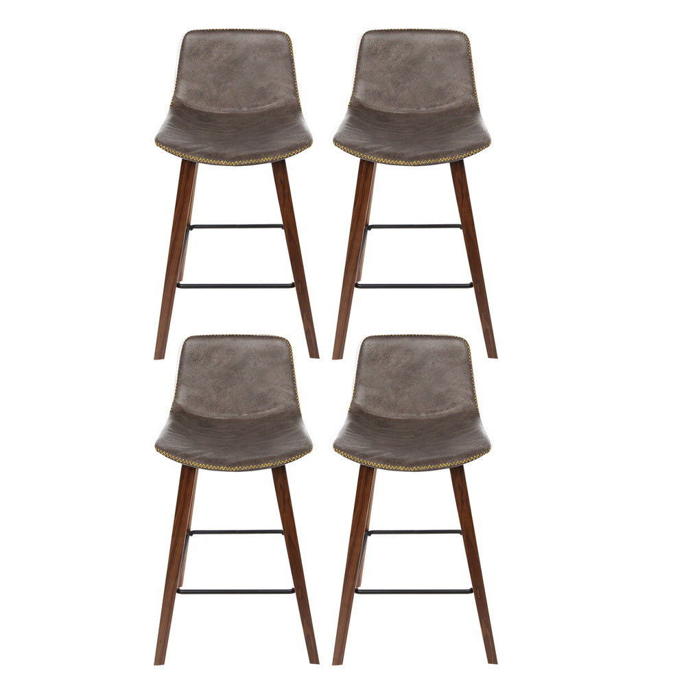 Nova Bar Stools – Walnut & Brown – Set of 4