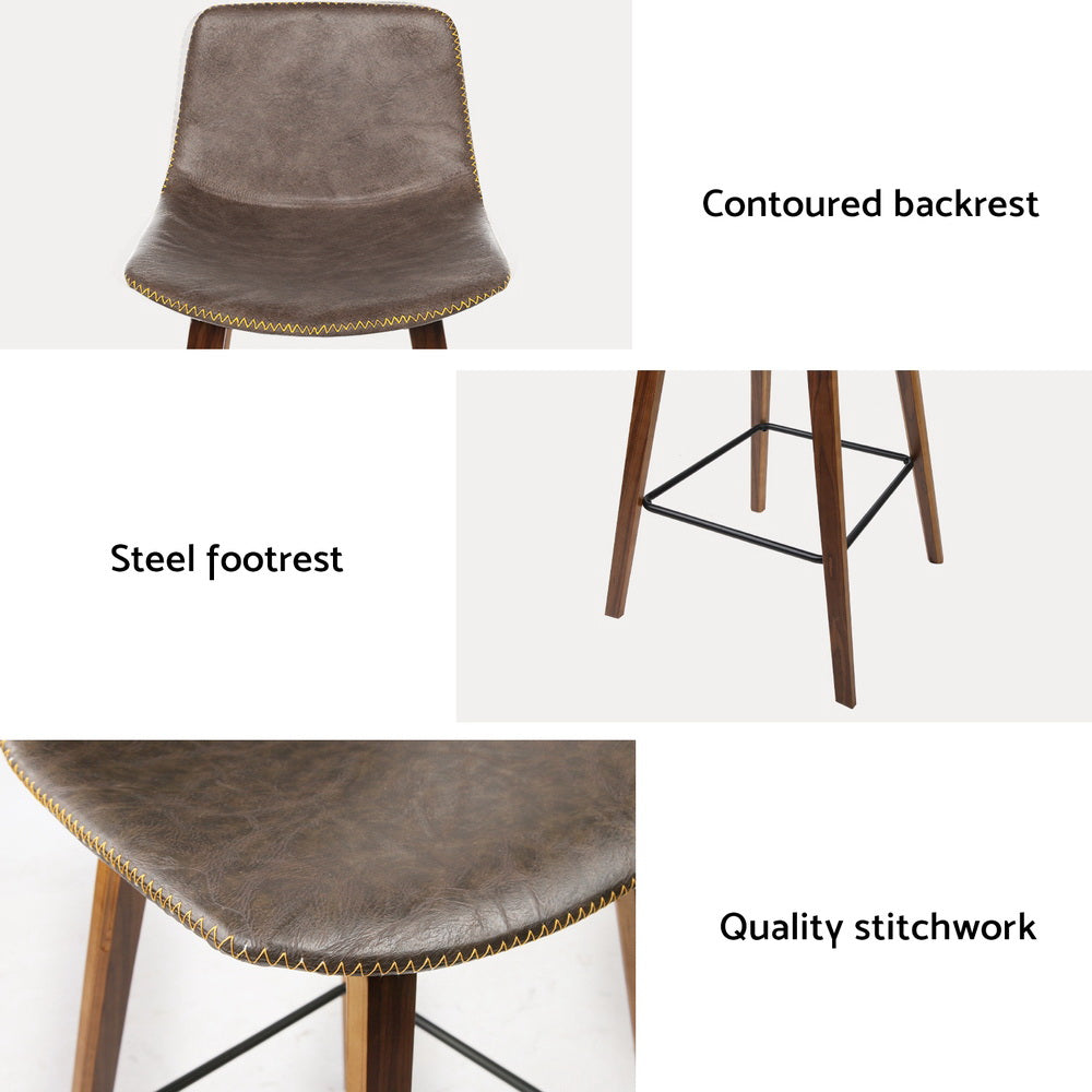 Nova Bar Stools – Walnut & Brown – Set of 4