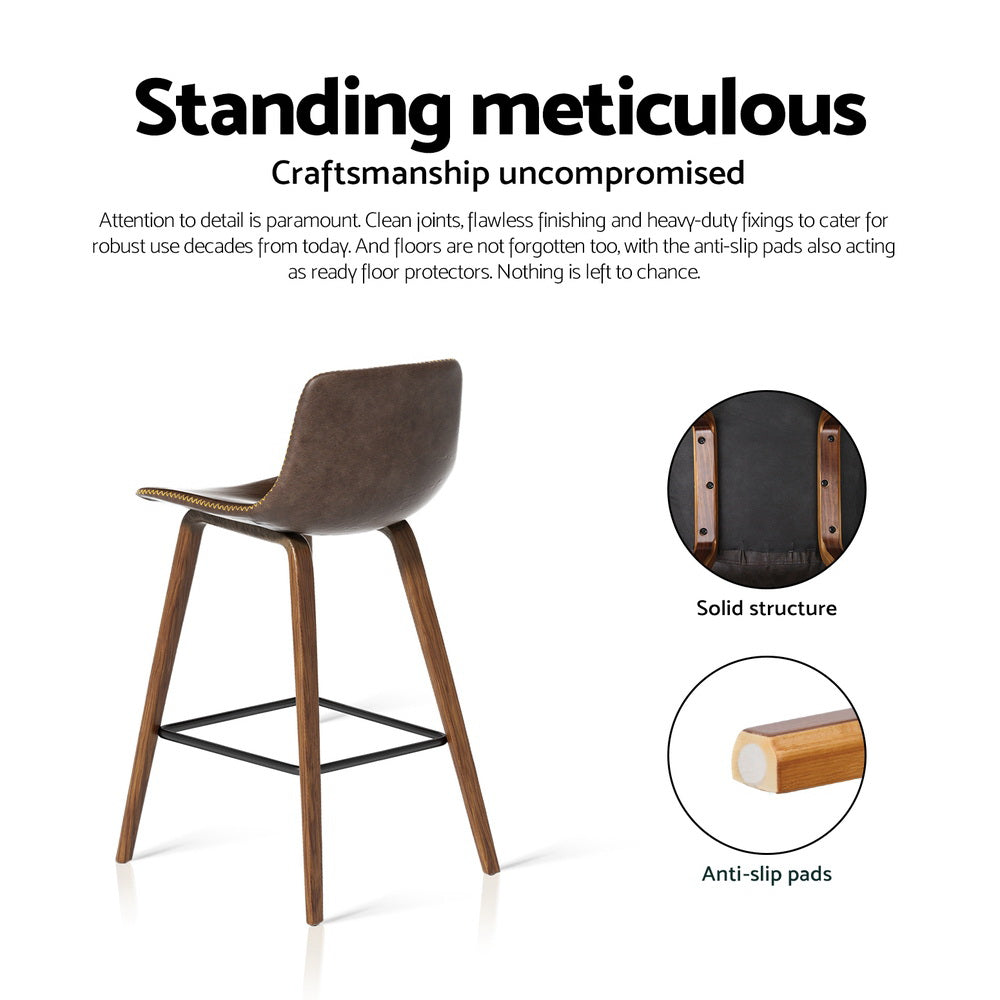 Nova Bar Stools – Walnut & Brown – Set of 4