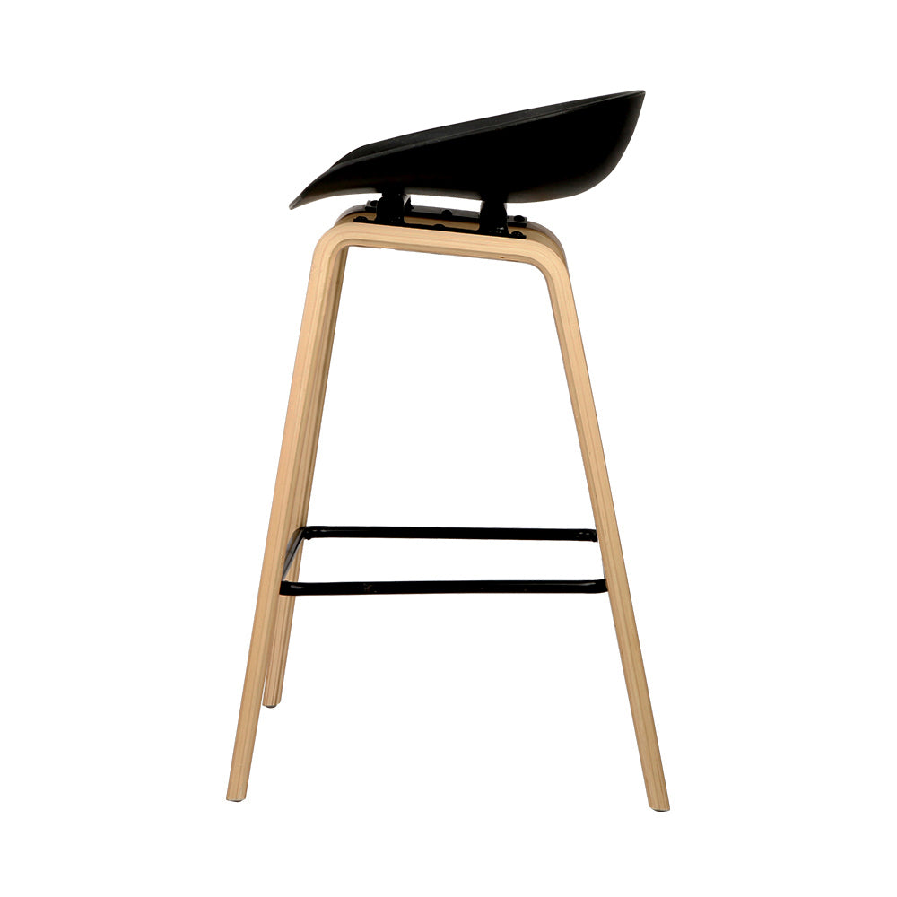 Kailor Wooden Square Footrest Bar Stools – Black – Set of 2
