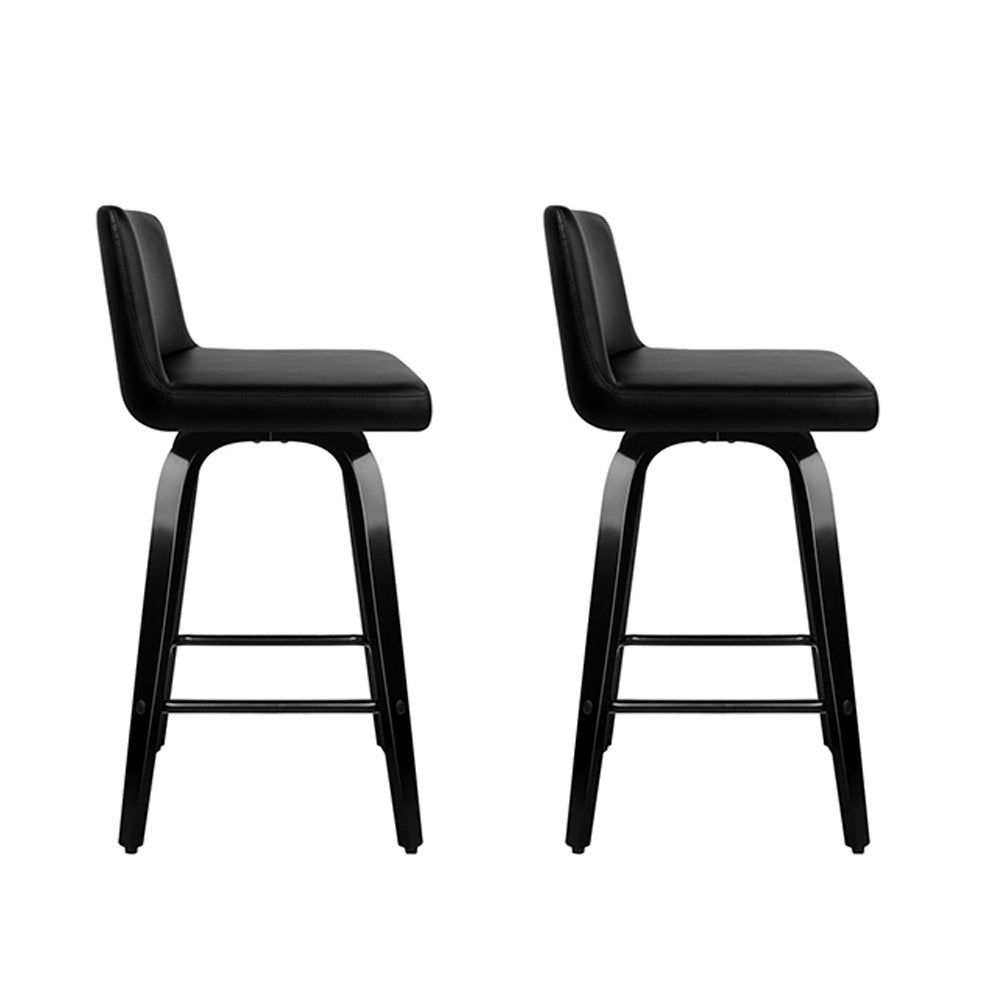 Westwood Swivel Bar Stools – Black & Walnut – Set of 2