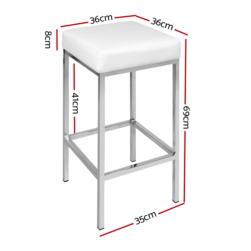 Fiora Backless Bar Stools – White – Set of 2