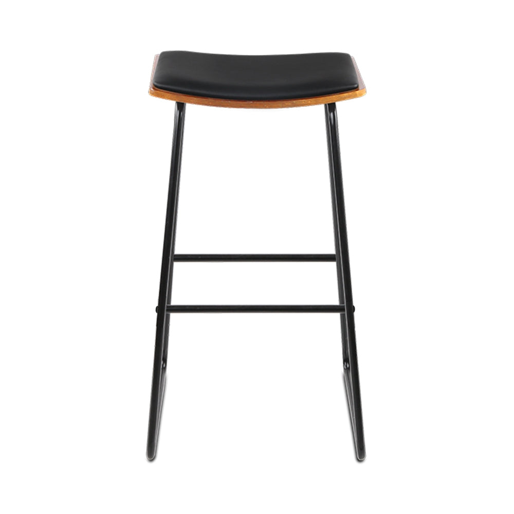 Hendrix Leather Wood Bar Stools – Black – Set of 2