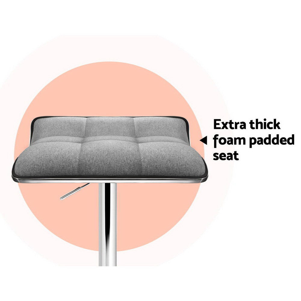 Nara Fabric Swivel Bar Stools – Grey – Set of 2
