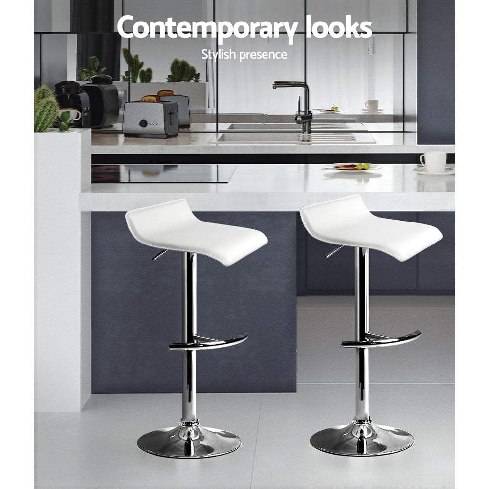Serrano Wave Style Bar Stools – White – Set of 2