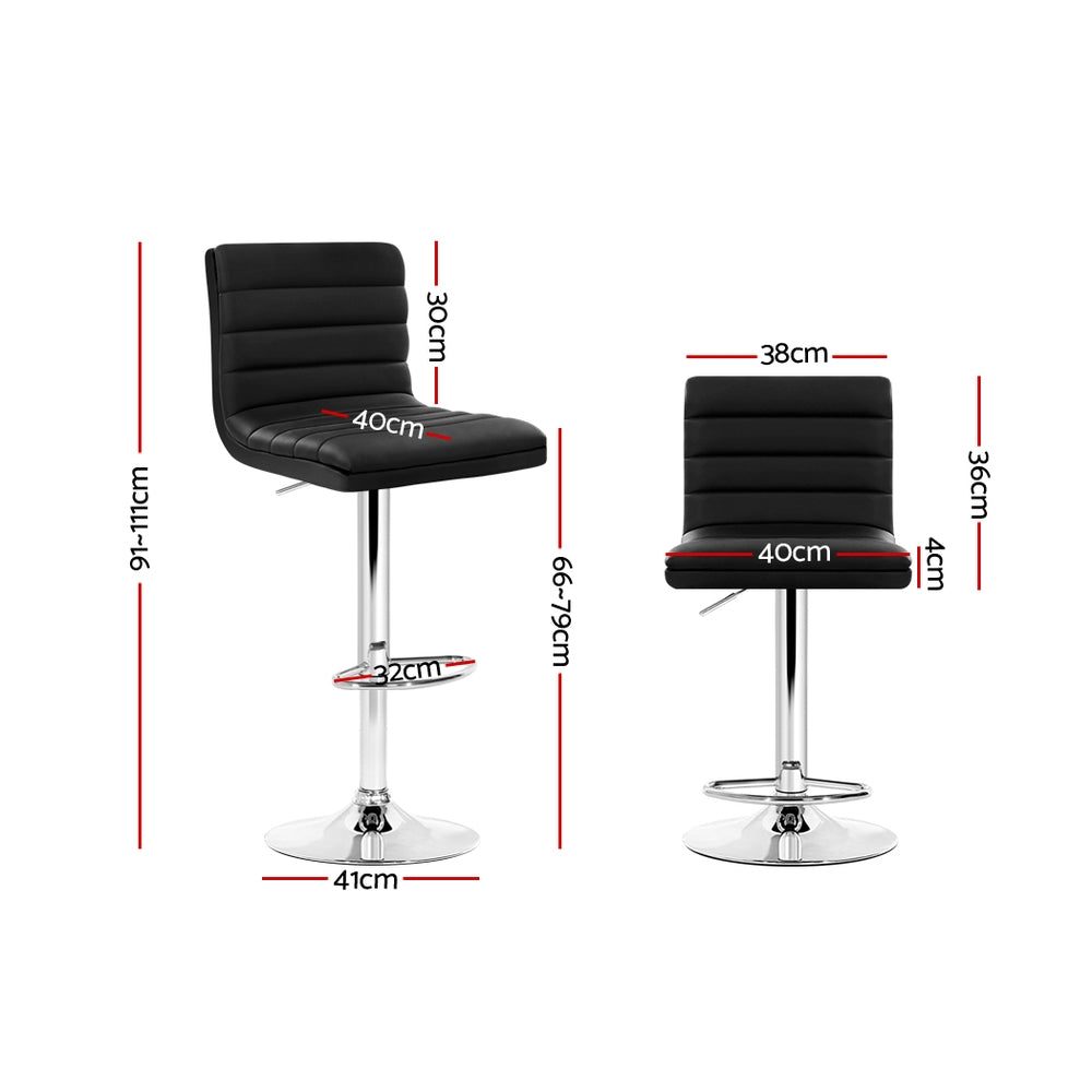 Cambridge Leather Line Bar Stools – Black – Set of 2