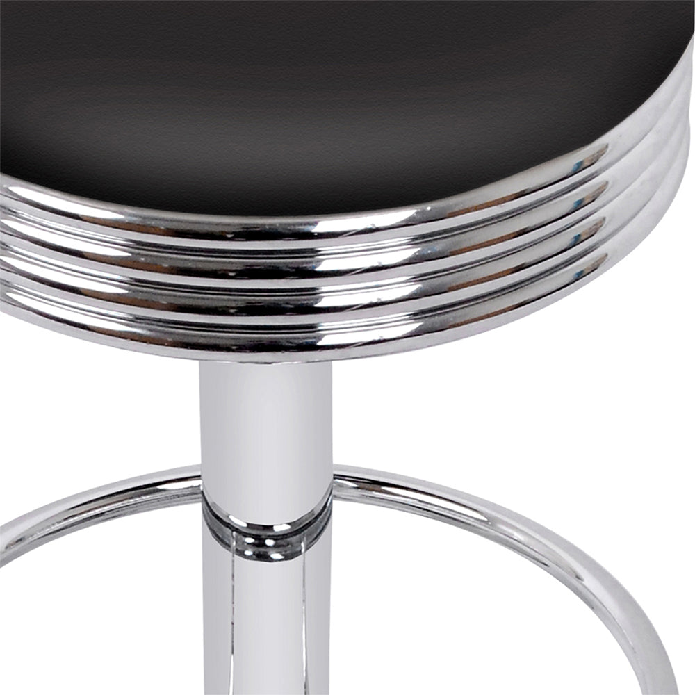Baxter Leather Backless Bar Stools – Black – Set of 4