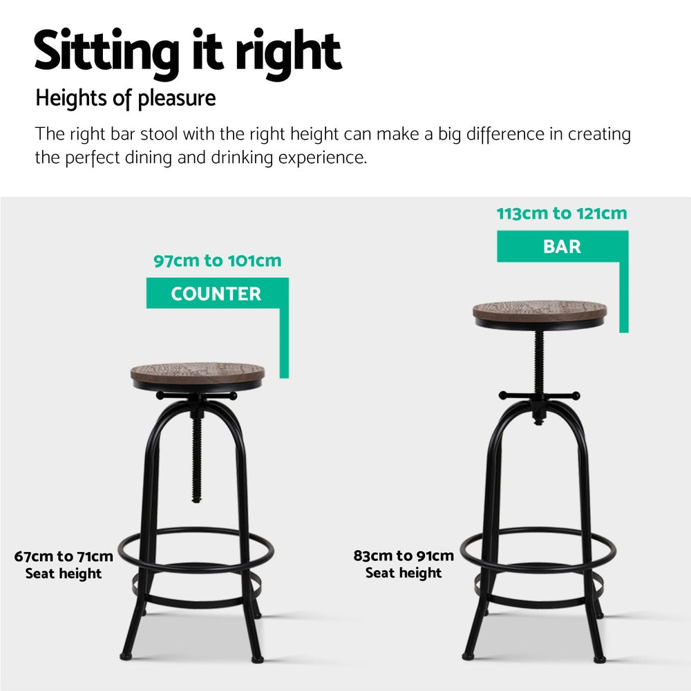 Dalton Adjustable Bar Stools – Black – Set of 4