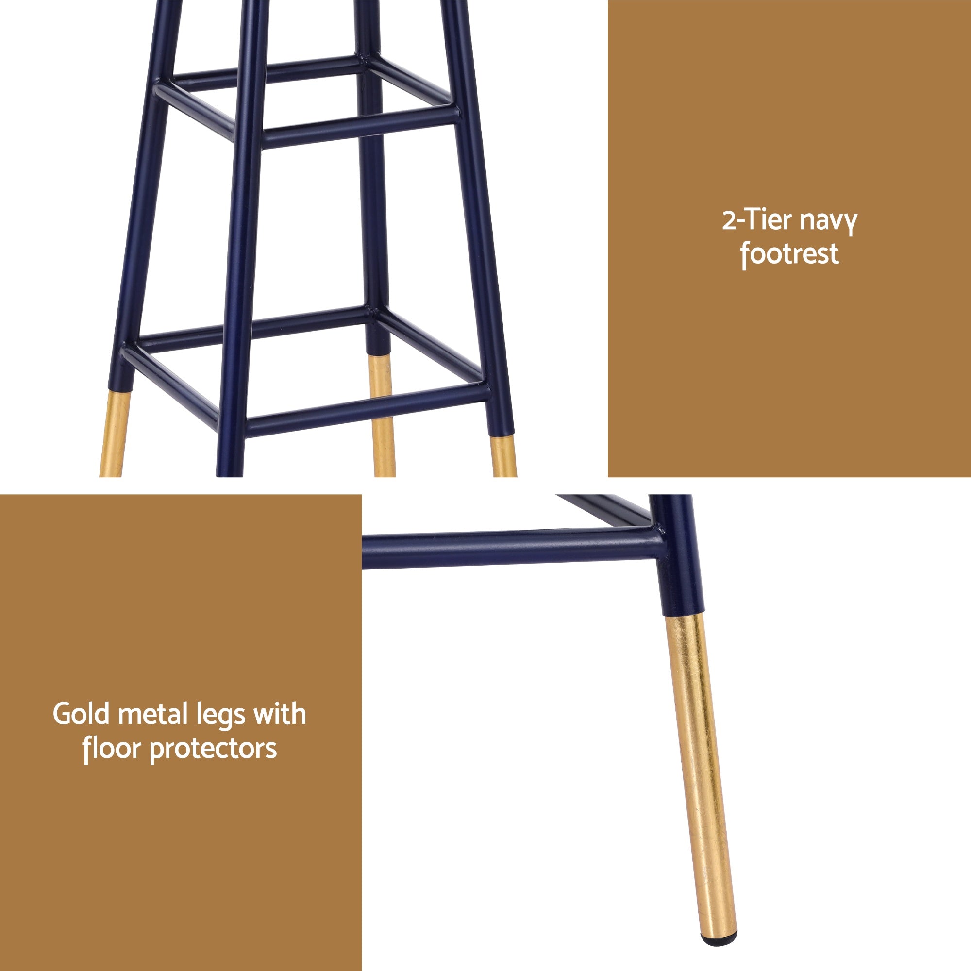 Kellan Bar Stool – Navy & Gold
