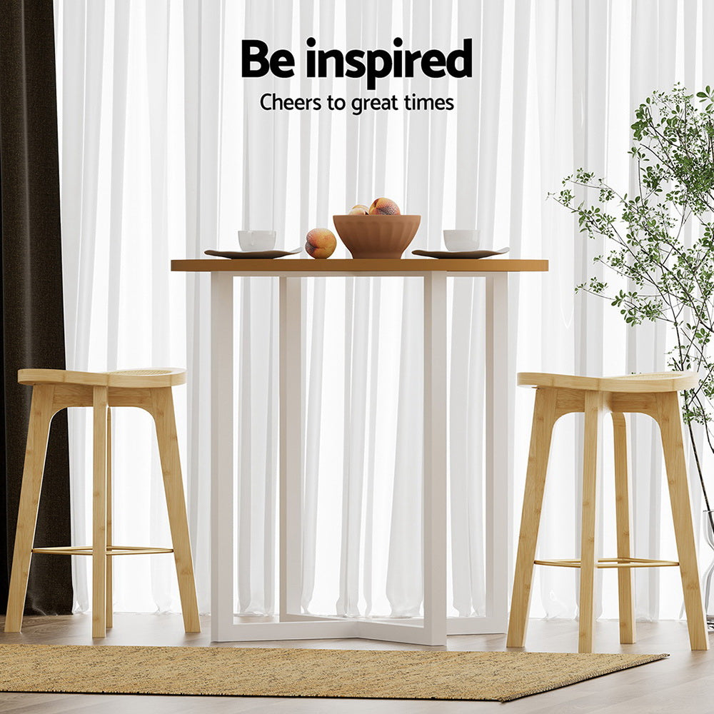 Kaia Bamboo Rattan Bar Stools – Multi – Set of 2