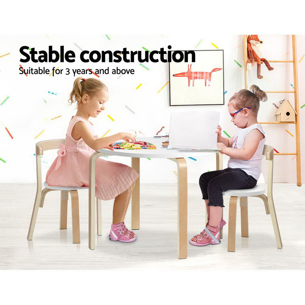 Kieran Kids Table and Chairs Set – White – 3 Piece