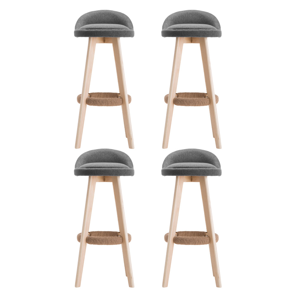 Henrik Linen Padded Bar Stools – Grey – Set of 4