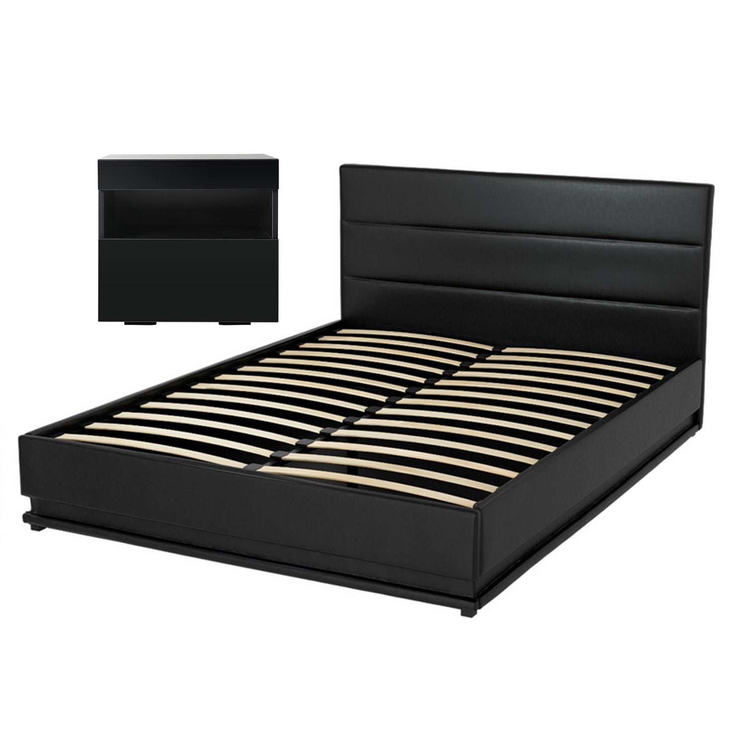 RGB LED Bed Frame with Beside Table Set 16 Colour Mood Lighting – Double
