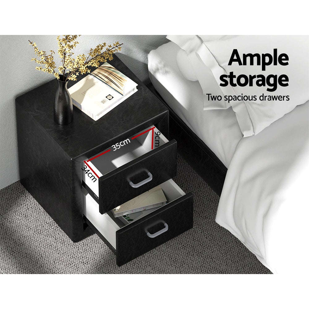 Hudson Bedside Tables – Black – Set of 2