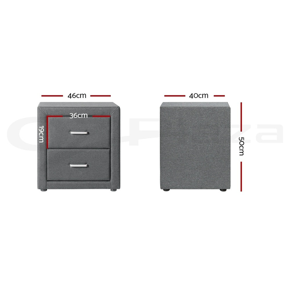 Caden Bedside Tables – Grey – Set of 2
