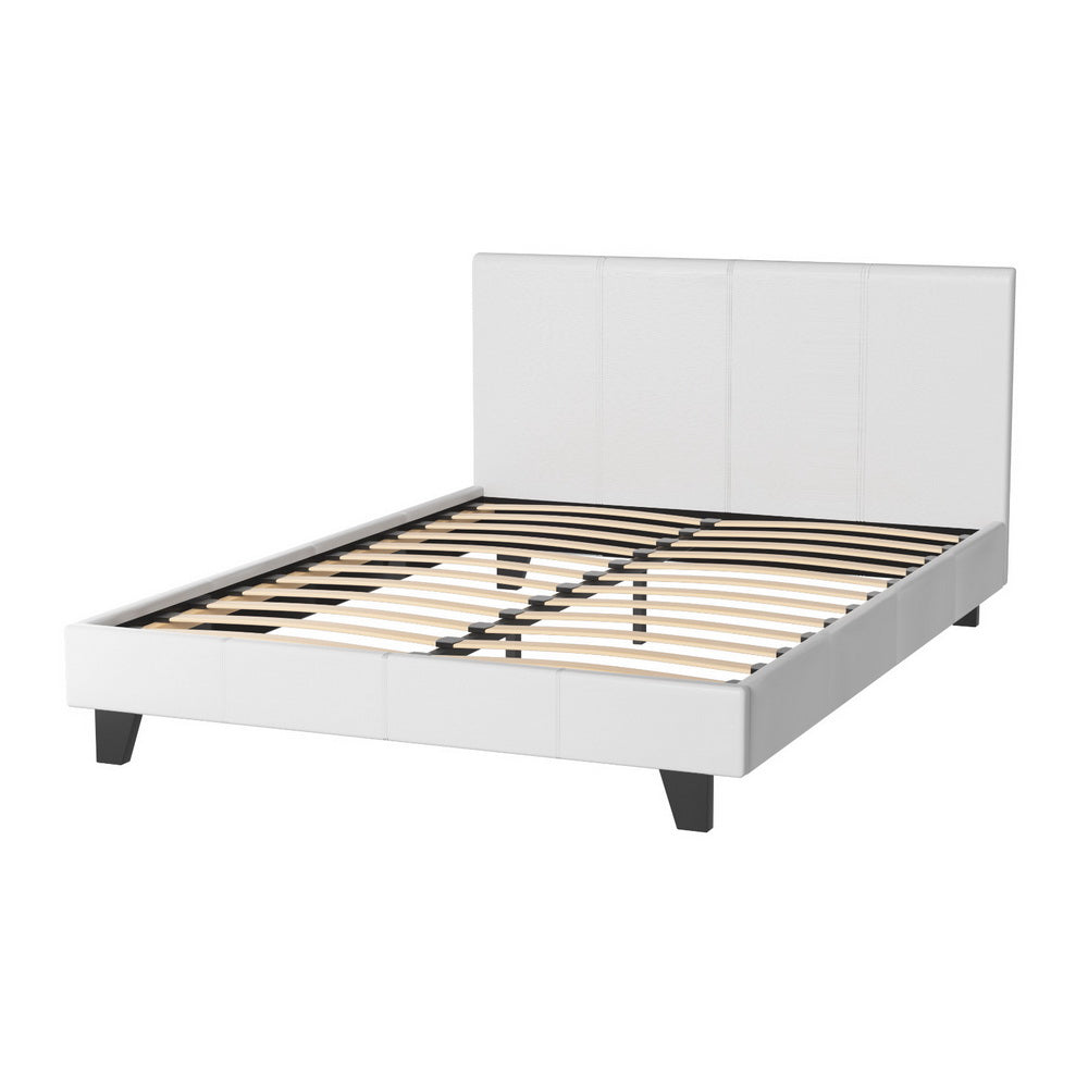Montara Leather Upholstered Bed Frame – White – Double
