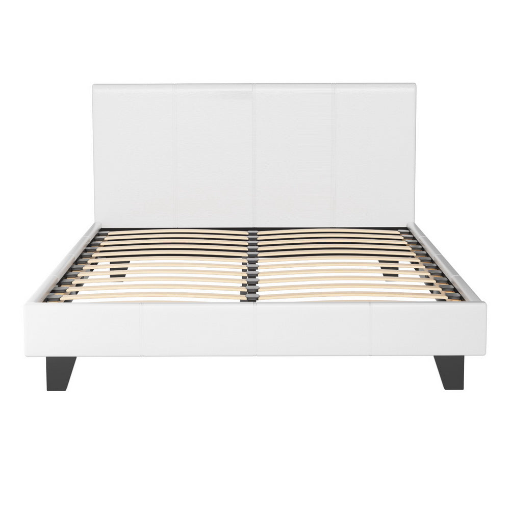 Montara Leather Upholstered Bed Frame – White – Double