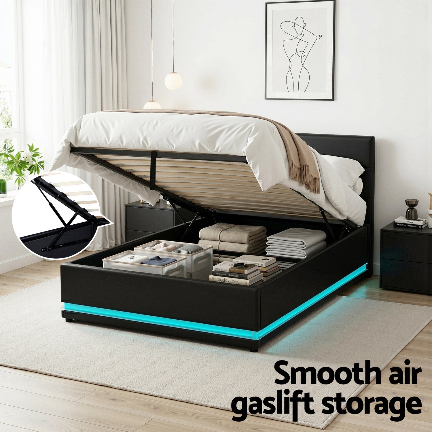 Union King Single Bed Base – Black – King Single