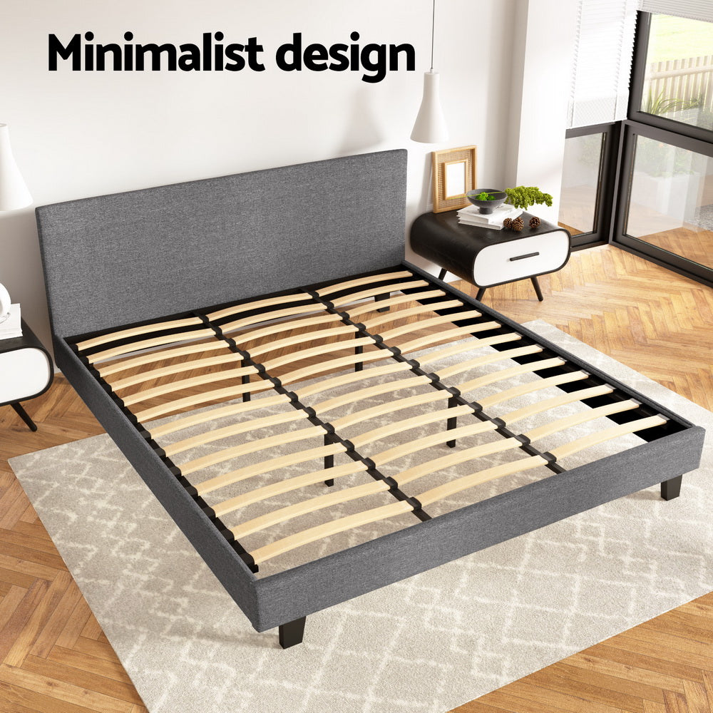 Nolan Fabric Bed Frame – Grey – King