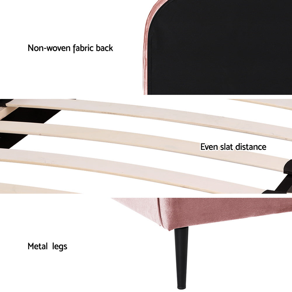 Orion Velvet Bed Frame – Pink – King Single