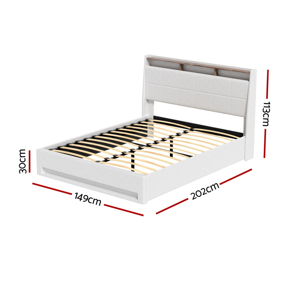Bishop Leather Bed Head – White – Double