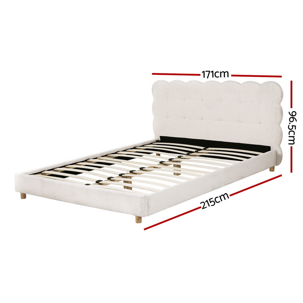 Vista Bouclé Bed Head – White – Queen