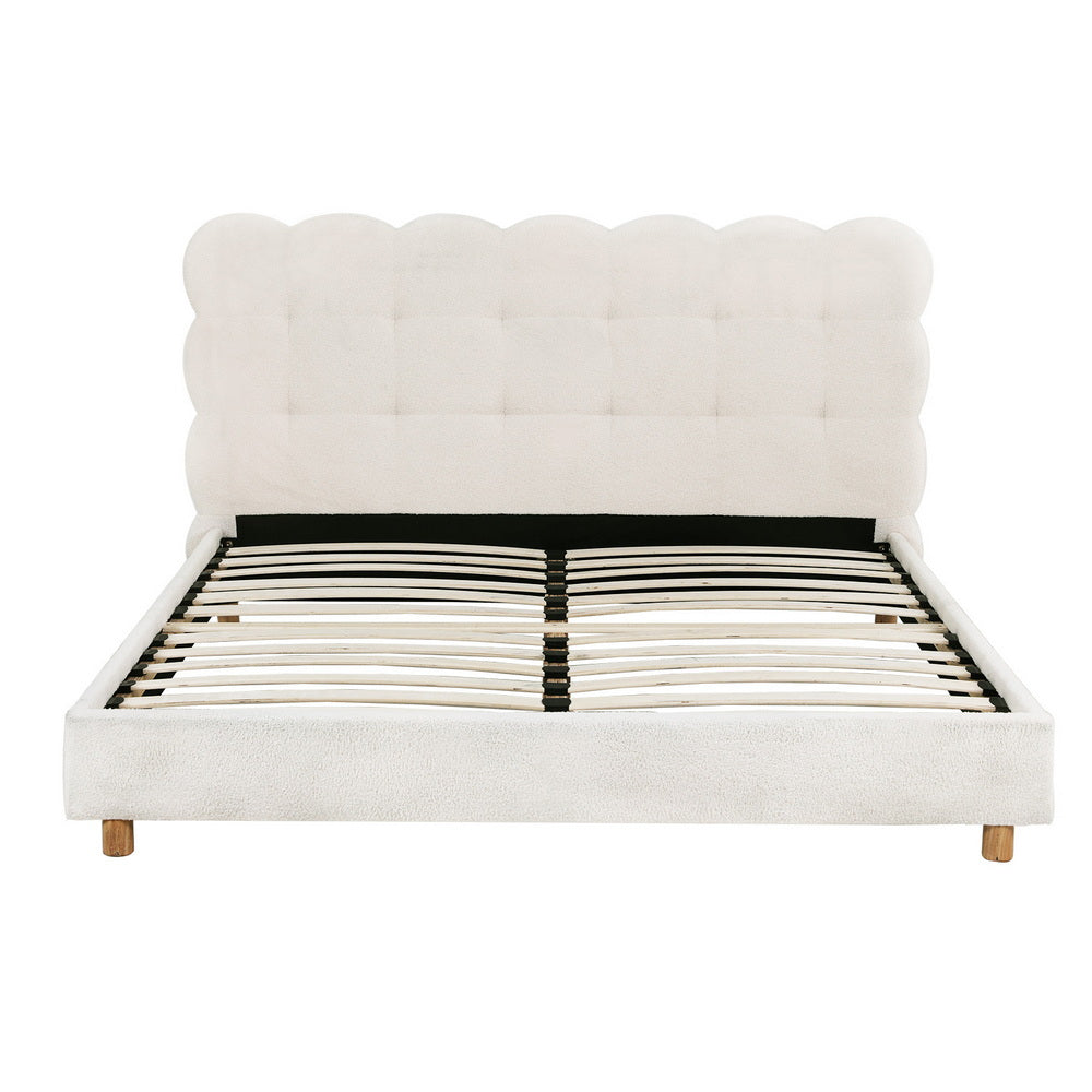Vista Bouclé Bed Head – White – Queen