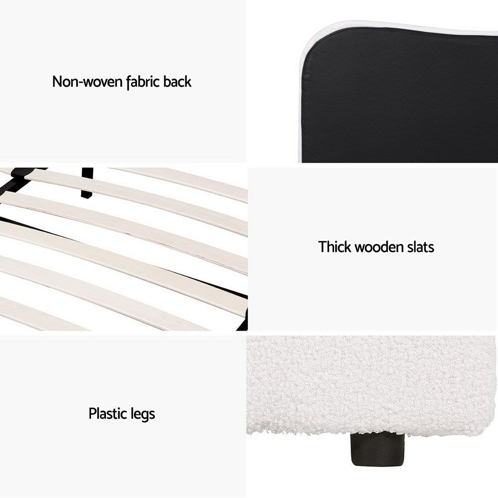 Alba Bouclé Upholstered Bed Frame – Beige – Double