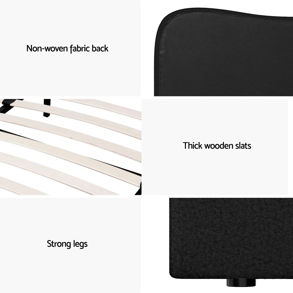 Dara Bouclé Bed Frame – Black – King