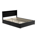 QUEEN Size - Bed Frane with 4 Drawers - Black