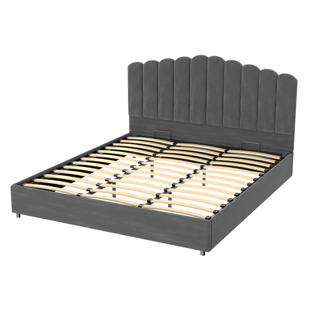 Vail Gas Lift Storage Bed Frame – Grey – King