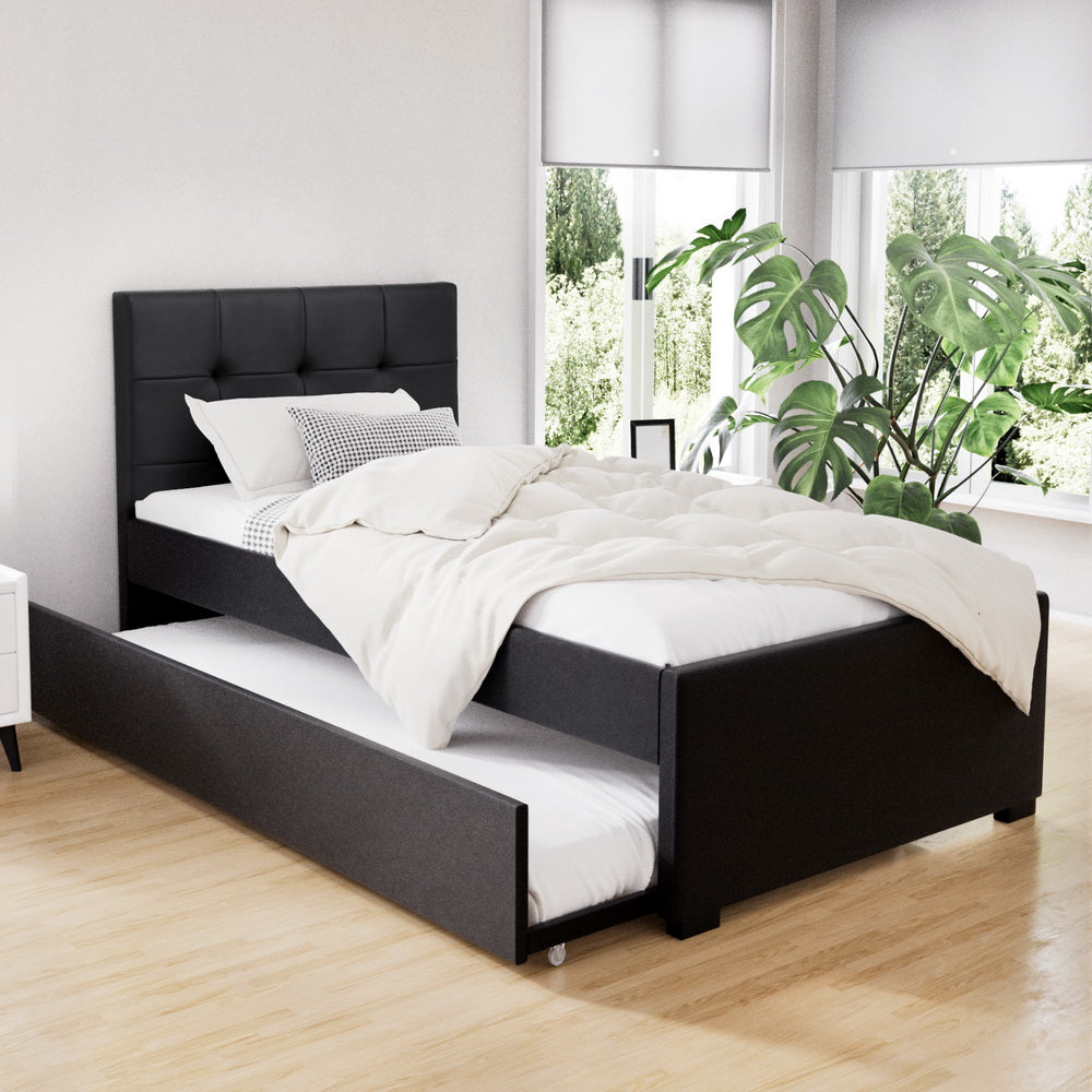 Arden Trundle Bed Frame – Black – King Single