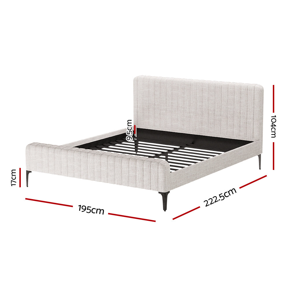Ammy Bed Frame & Mattress Set – Linen – King