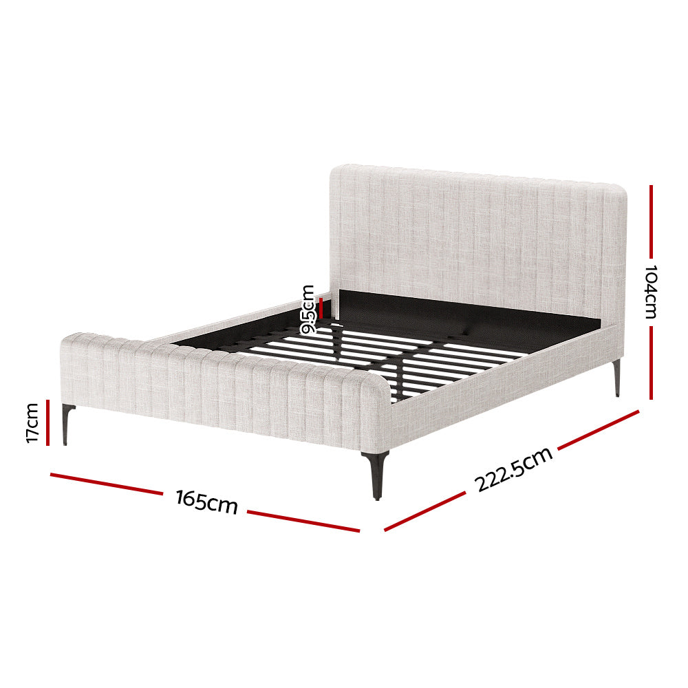 Ammy Bed Frame & Mattress Set – Linen – Queen