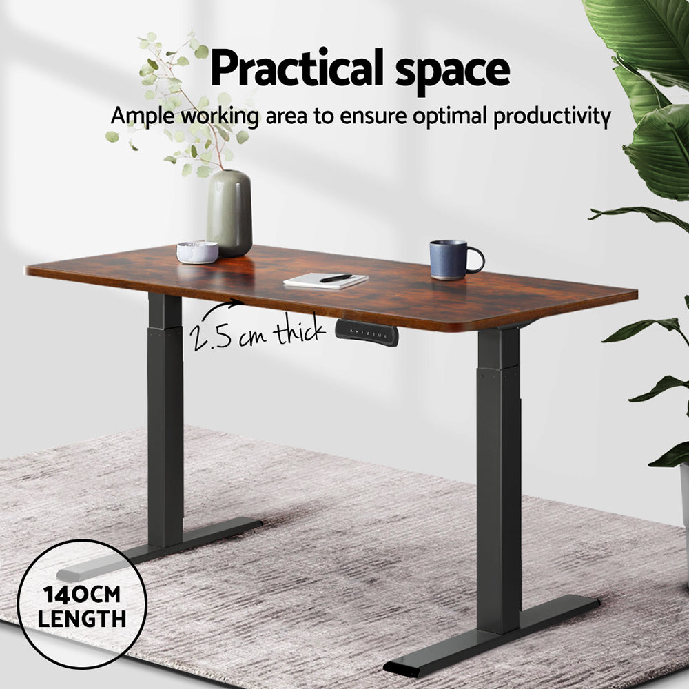 Serano Electric Desk Desktop – Rustic Brown – 140 cm
