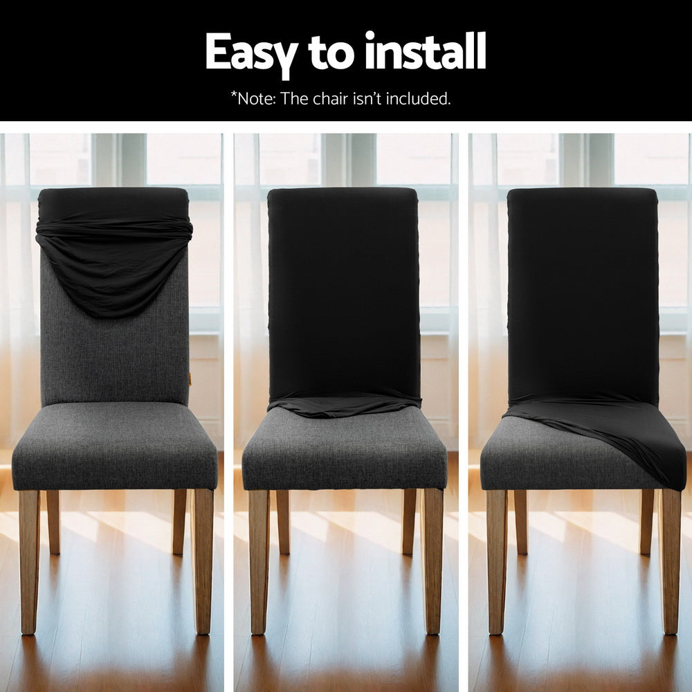 Marino Dining Chair Covers – Black – Set of 4