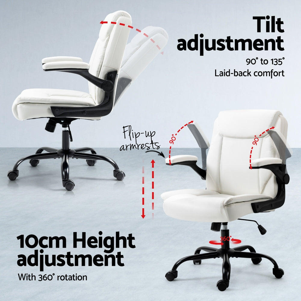 Halston Executive Desk & Chair Set – White – Complete Office Suite