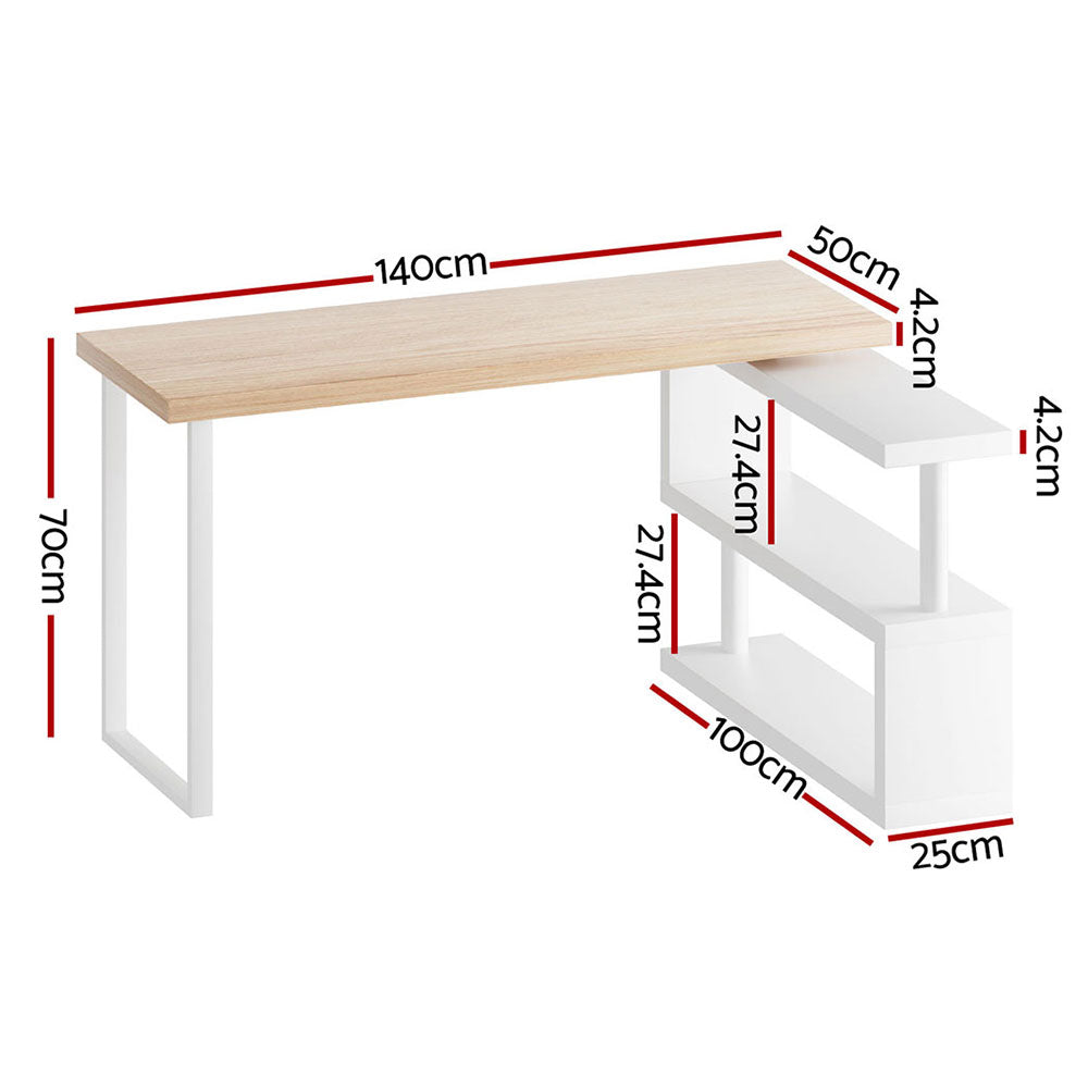 Halston Computer Desk with Bookshelf – Black – 140 cm