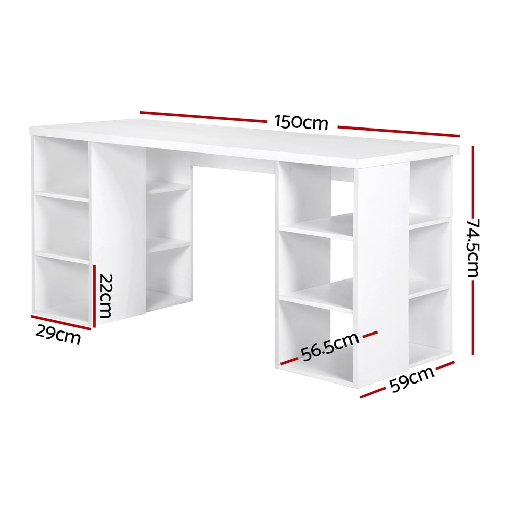 Alderon Computer Desk with Storage – White – Large