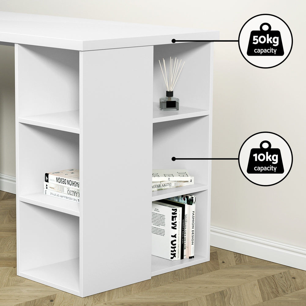 Alderon Computer Desk with Storage – White – Large