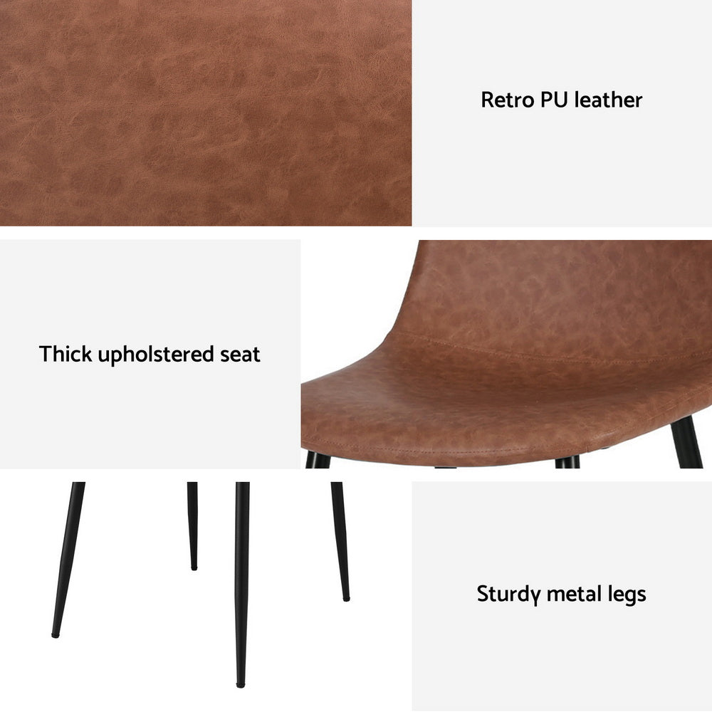 Cove Retro Dining Chairs – Brown – Set of 2