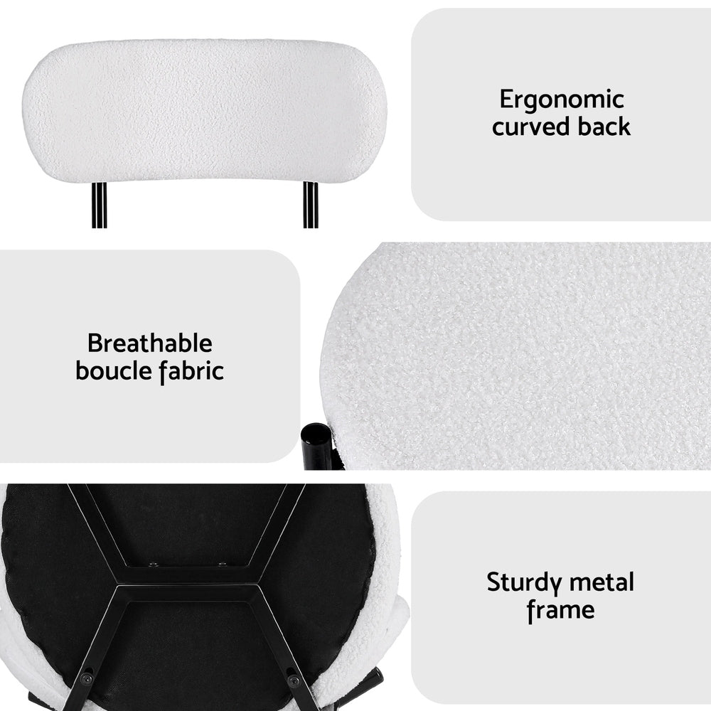 Sherpa Bouclé Dining Chairs – White – Set of 2