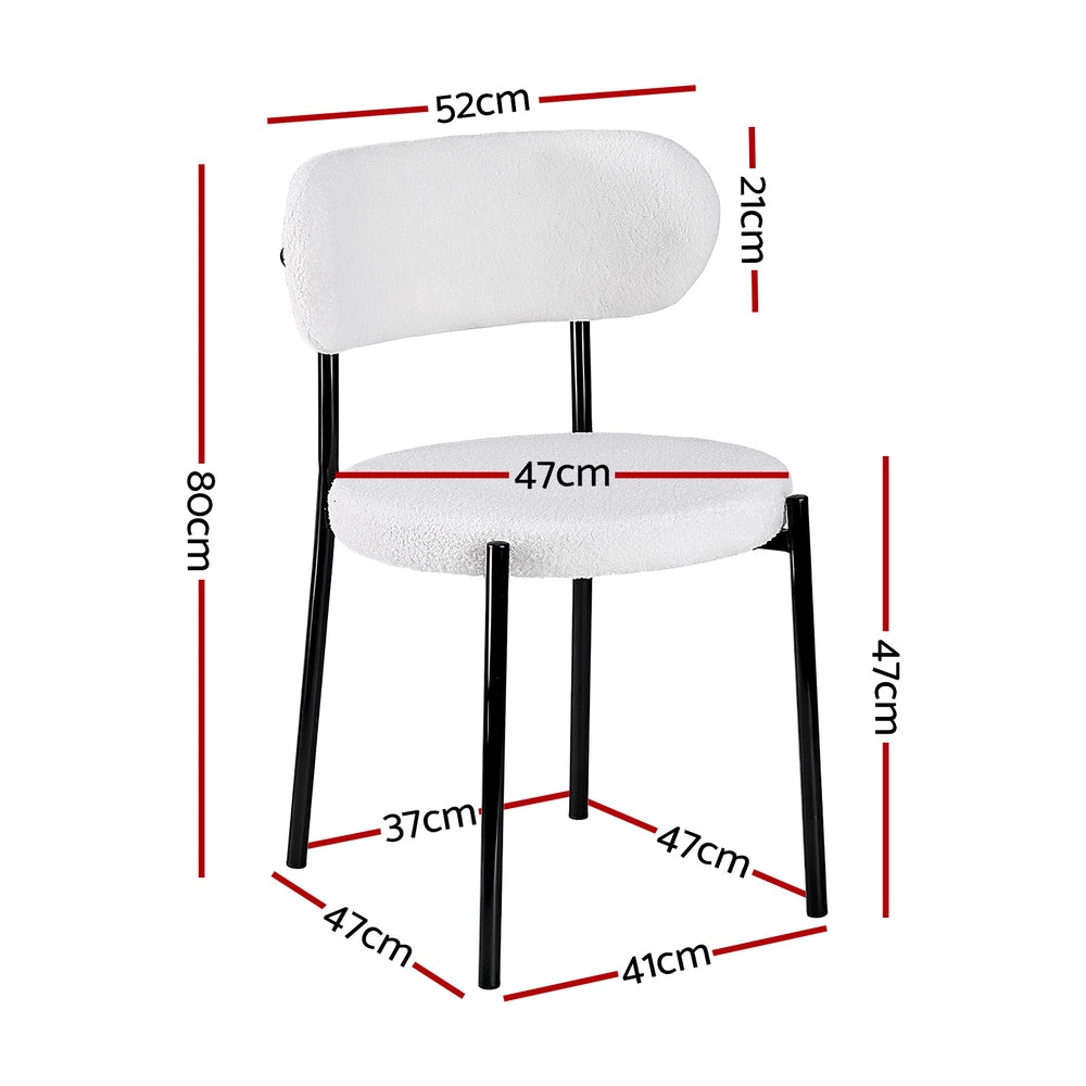 Sherpa Bouclé Dining Chairs – White – Set of 4