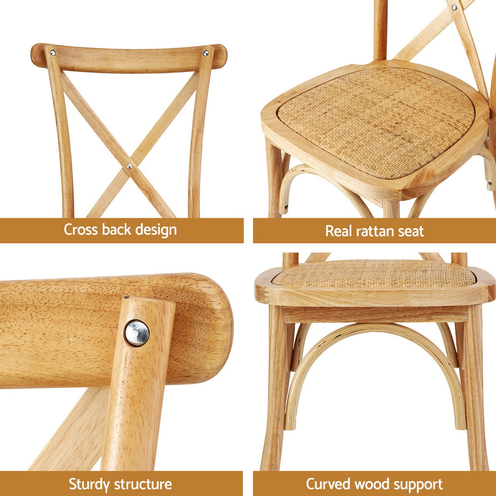 Linden Rattan Dining Chairs – Brown / Wood – Set of 2
