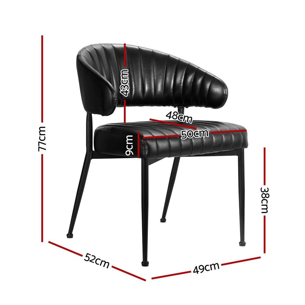 Yolanda Leather Armchairs – Black – Set of 2