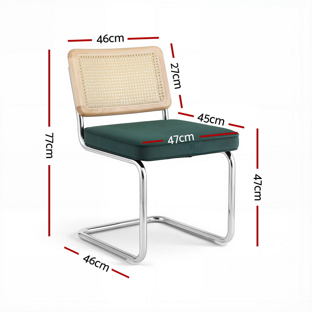Callan Cantilever Dining Chairs – Green – Set of 2