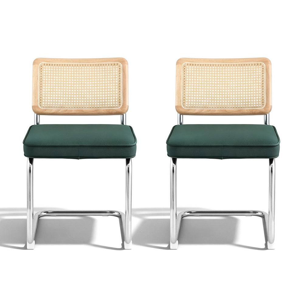 Callan Cantilever Dining Chairs – Green – Set of 2