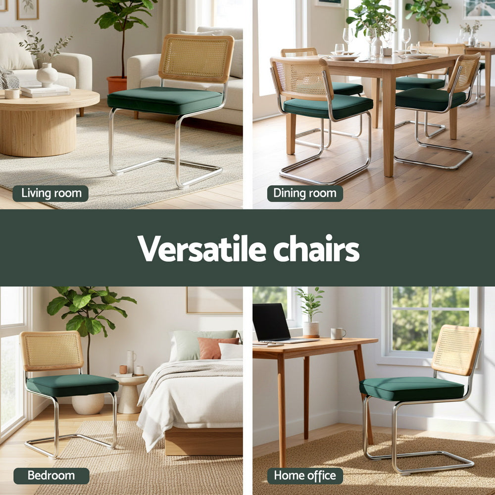Callan Cantilever Dining Chairs – Green – Set of 2