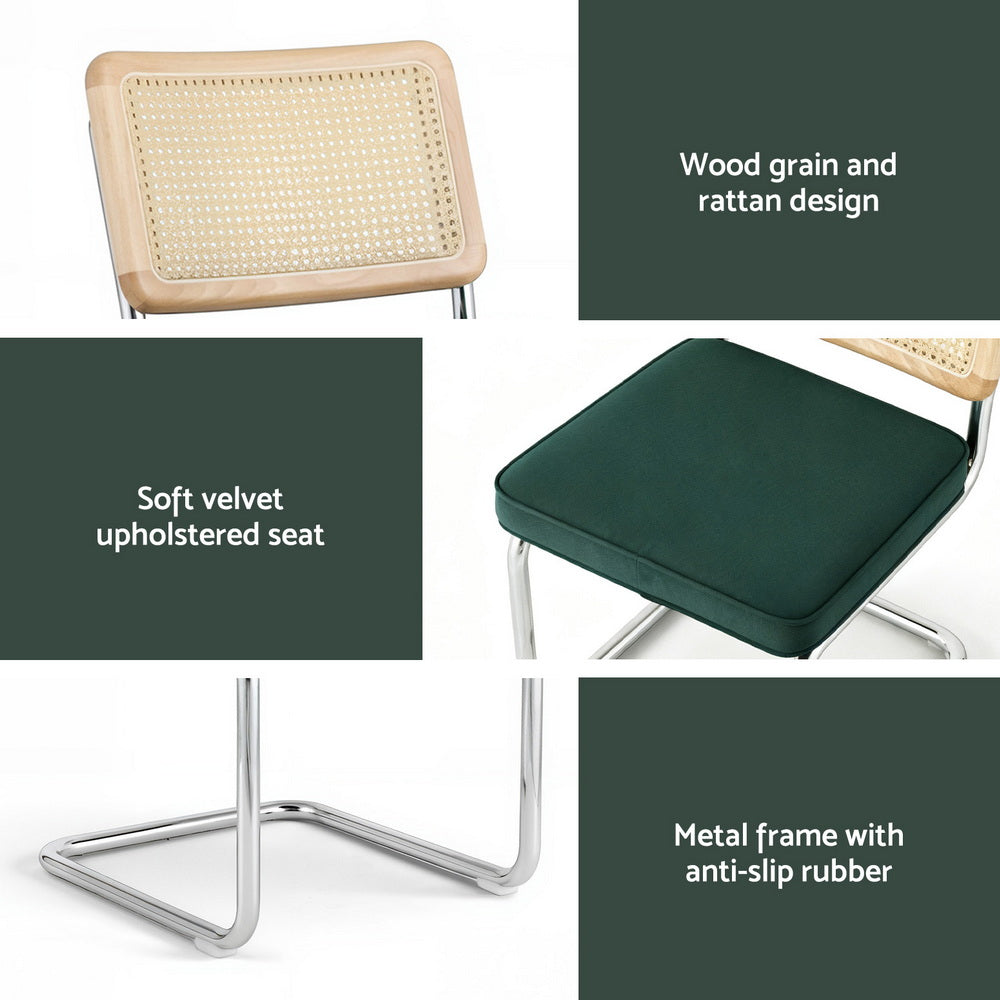 Callan Cantilever Dining Chairs – Green – Set of 2